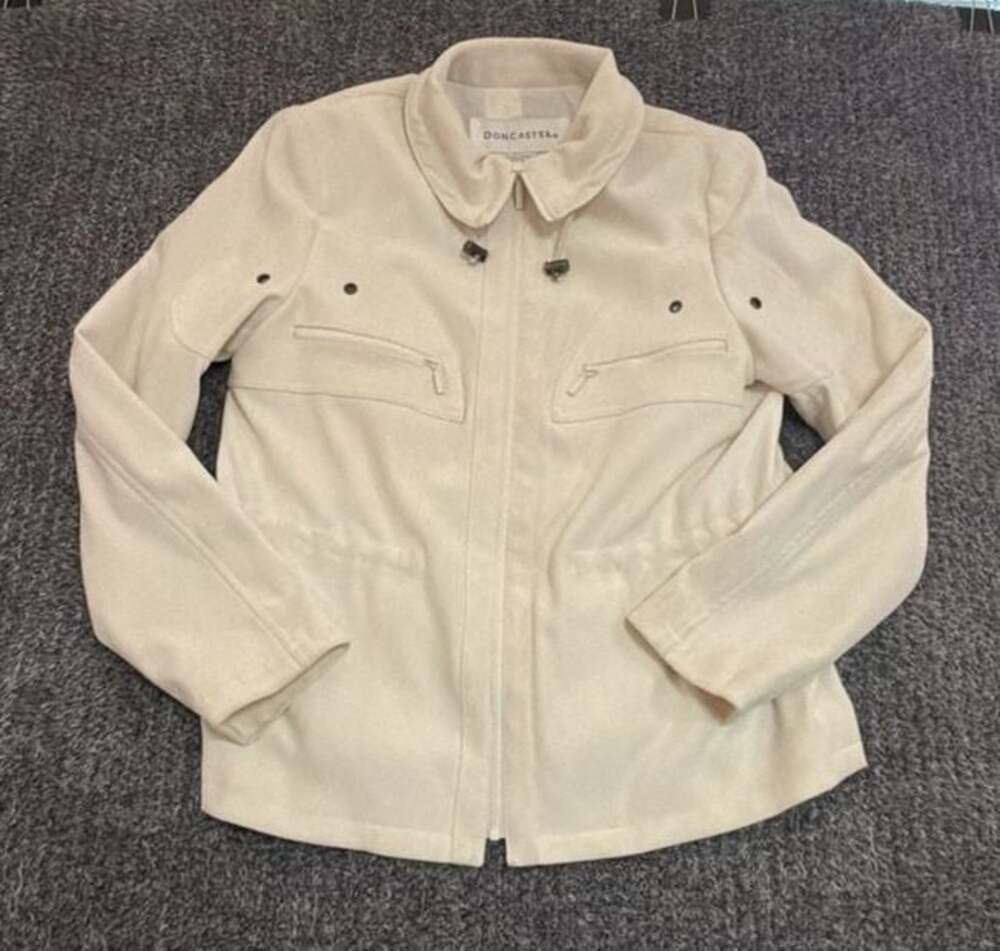 Doncaster Cream Faux Suede Full-Zip Jacket Size 10